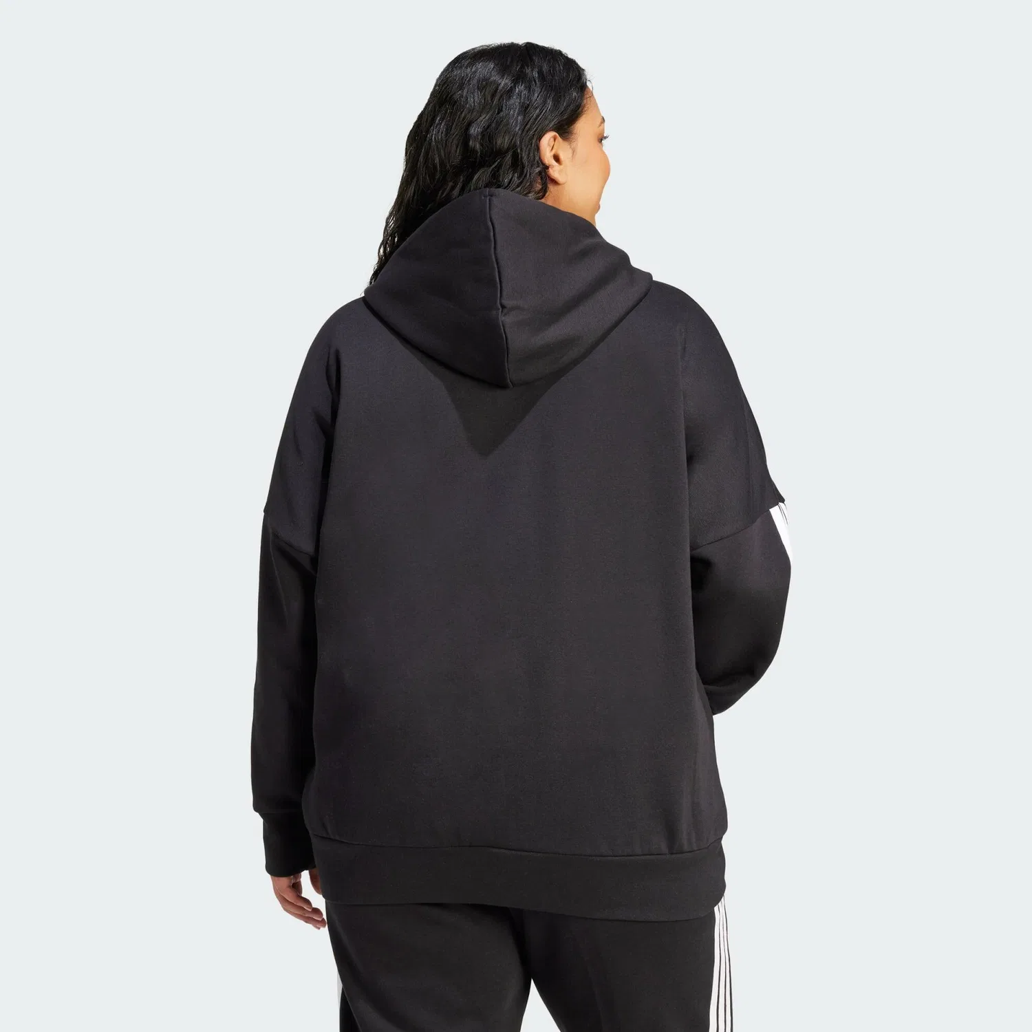 Женское худи с длинным рукавом Essentials 3-Streifen Full-Zip Fleece Kapuzenjacke Adidas, Schwarze Weiss — фото 3