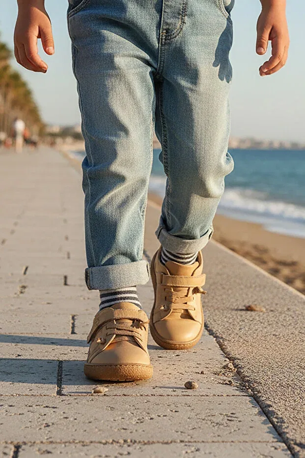 Детские кеды для девочек без застежки Arad Kiko Kids, Light Tan — фото 3