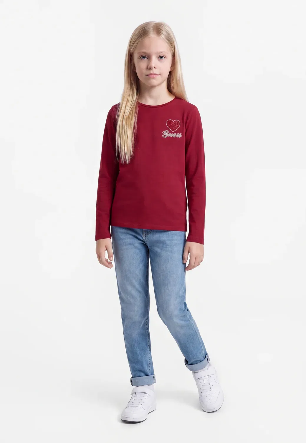 Детская футболка с длинными рукавами Guess, Beet Juice Red