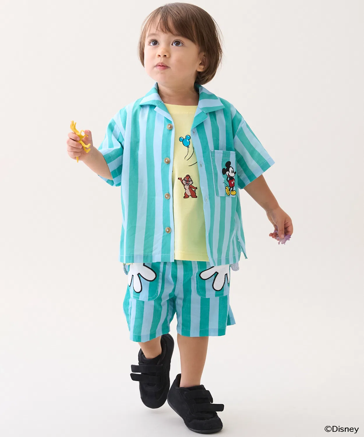 Детская рубашка с коротким рукавом с принтом Mickey Mouse, модель Main, petit main, Turquoise Blue — фото 3