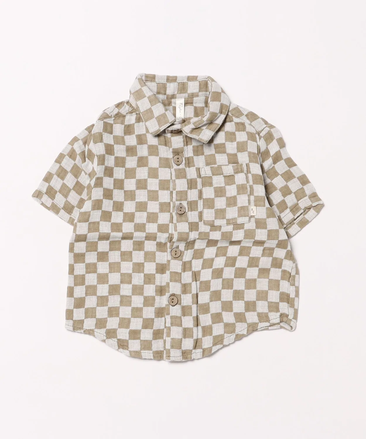 Детская рубашка с коротким рукавом и принтом Olive Check Rylee + Cru, White/Green