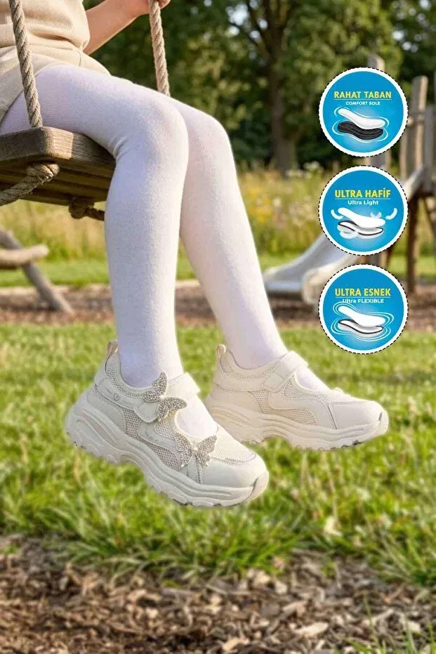 Детские спортивные кроссовки для девочек на липучке Marco Kids, White