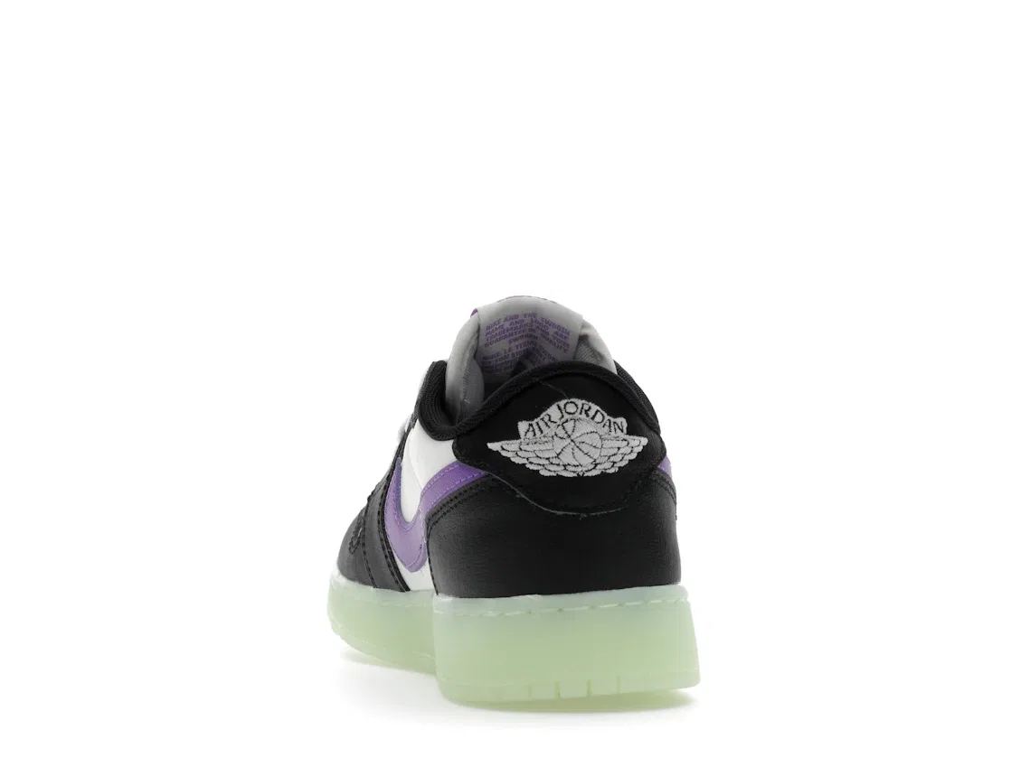 Детские кроссовки Lifestyle с высоким контрастом Jordan 1 Retro Low OG Jordan, Black/Black Raspberry-Volt Tint — фото 4
