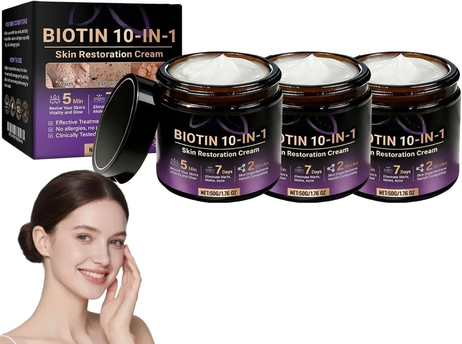 Крем для лица восстанавливающий Biotin 10-in-1, 3 шт Generisch