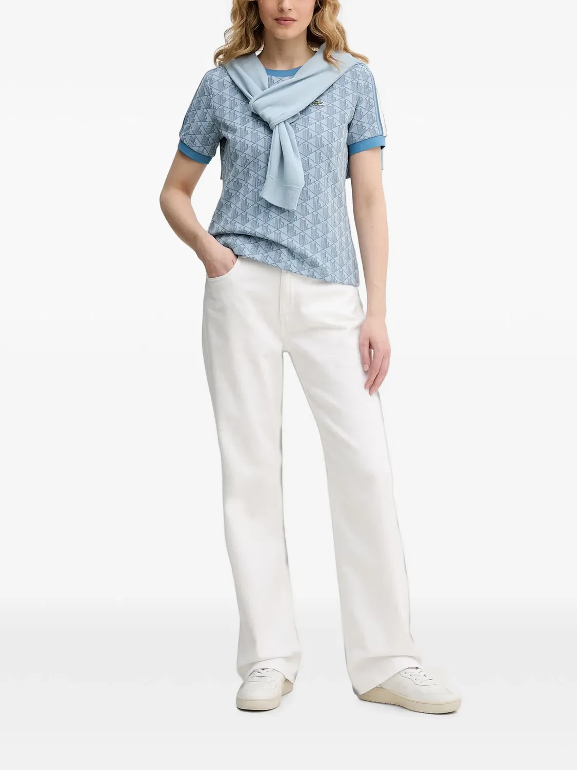 Футболка синяя с монограммой Lacoste, синий — фото 3