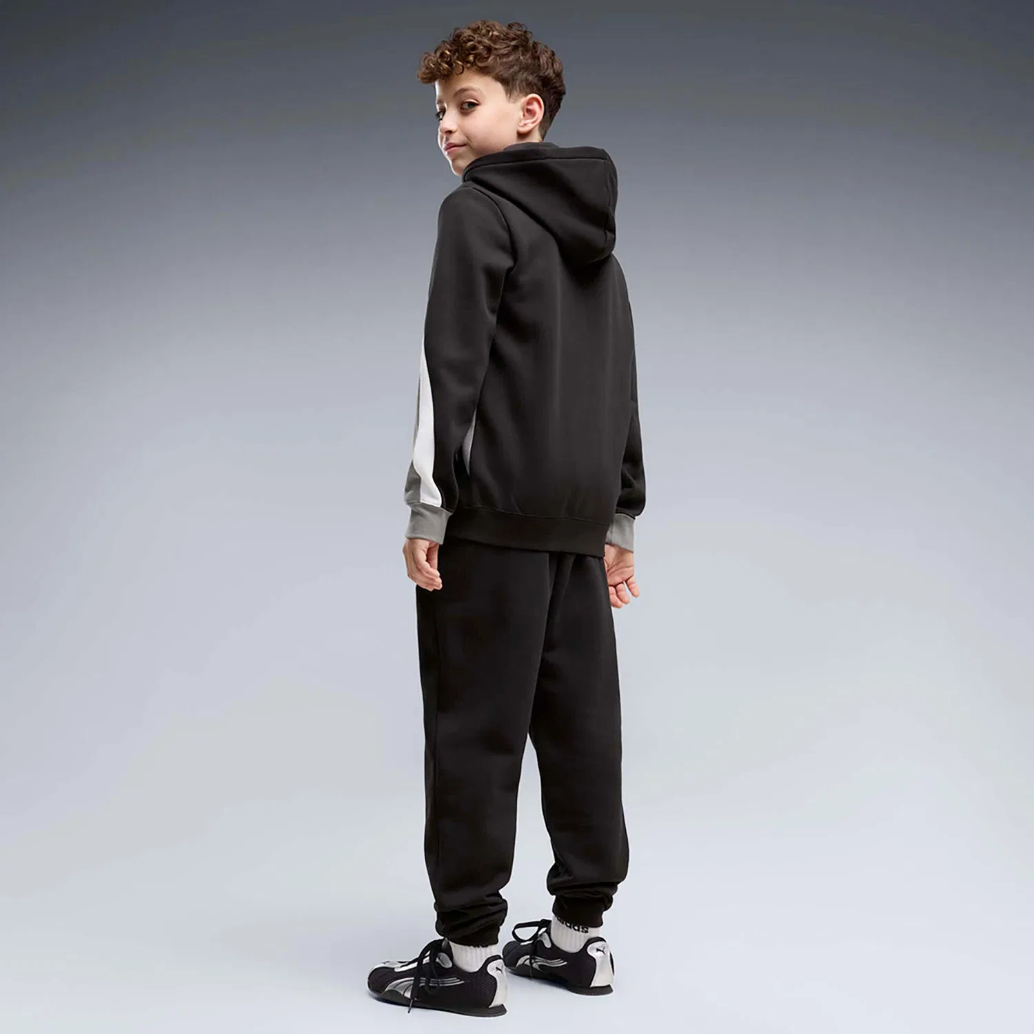 Детский спортивный костюм с капюшоном Puma Ess Block Full-Zip Sweat Anzug B, Schwarz — фото 3