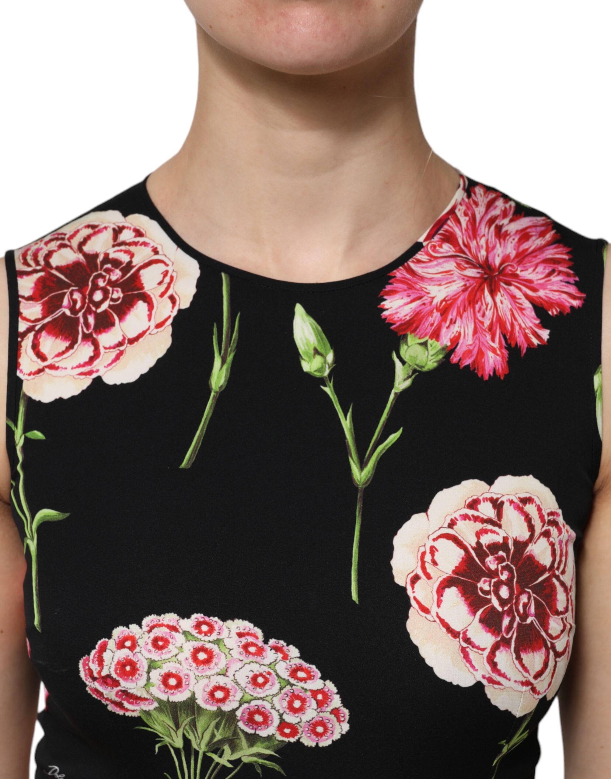 Черная блузка без рукавов с цветочным принтом Dolce & Gabbana, Black — фото 4