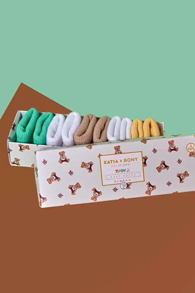 Детские носки для новорожденных хлопковые набор 5 пар Bony Socks, White Mixed