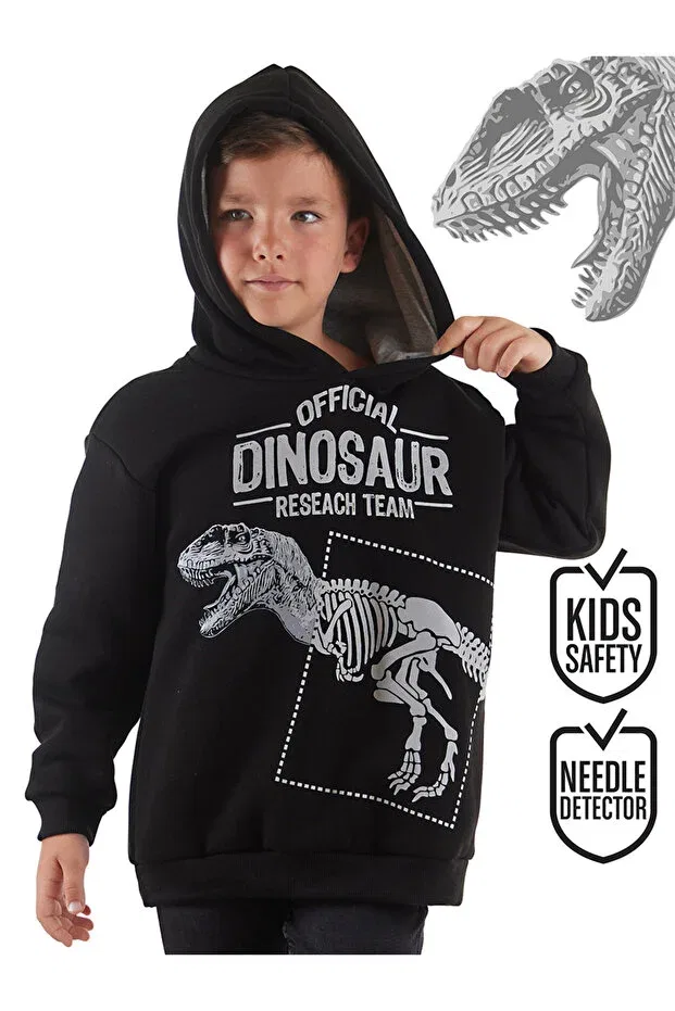 Детские свитшот для мальчиков с принтом Dino research Mshb&G, Black