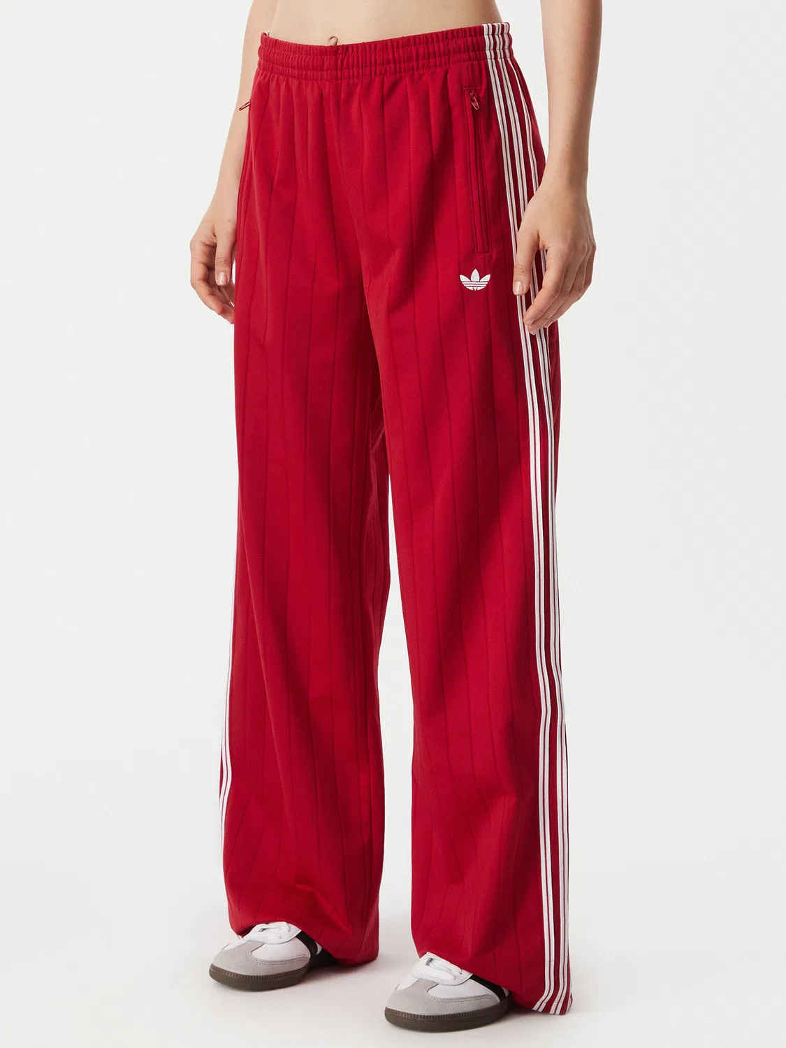 Женские спортивные штаны с широкими штанинами Pinstripe Firebird Loose Trackpant Adidas, красный