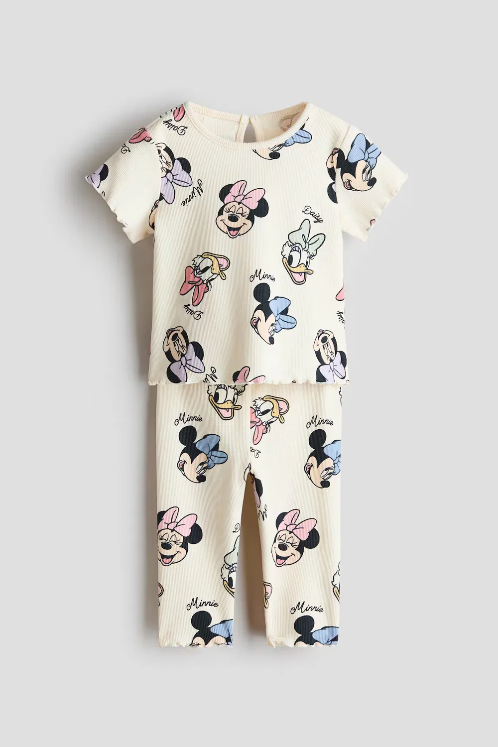 Хлопковый комплект из 2 предметов с принтом H&M, Cremefarben/Minnie Maus