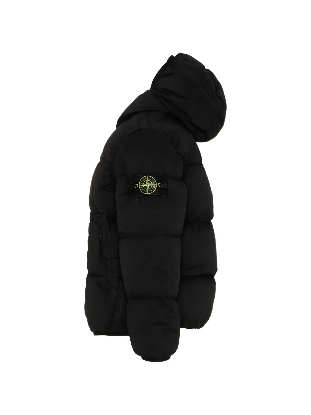 Утепленная куртка на молнии с капюшоном Stone Island Junior, черный — фото 3