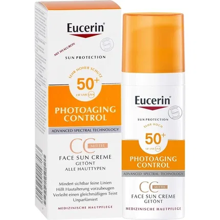 Крем для лица солнцезащитный тонированный SPF 50+ Eucerin Photoaging Control, Medium, 50 мл