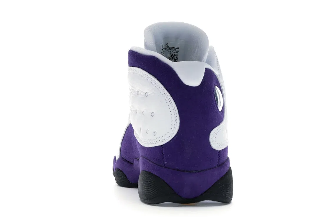 Детские кроссовки с перфорированным верхом Jordan 13 Retro Lakers Jordan, White/Black-Court Purple-University Gold — фото 4
