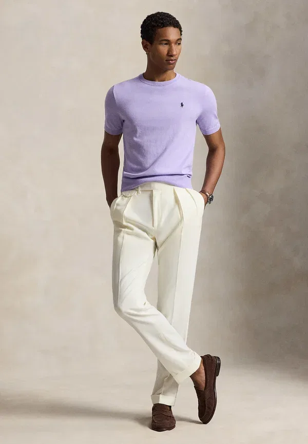 Футболка хлопковая Cotton crewneck short-sleeve sweater Polo Ralph Lauren, Purple, фиолетовый — фото 2