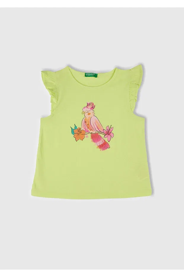 Детская футболка для девочек с принтом United Colors Of Benetton, Sarı