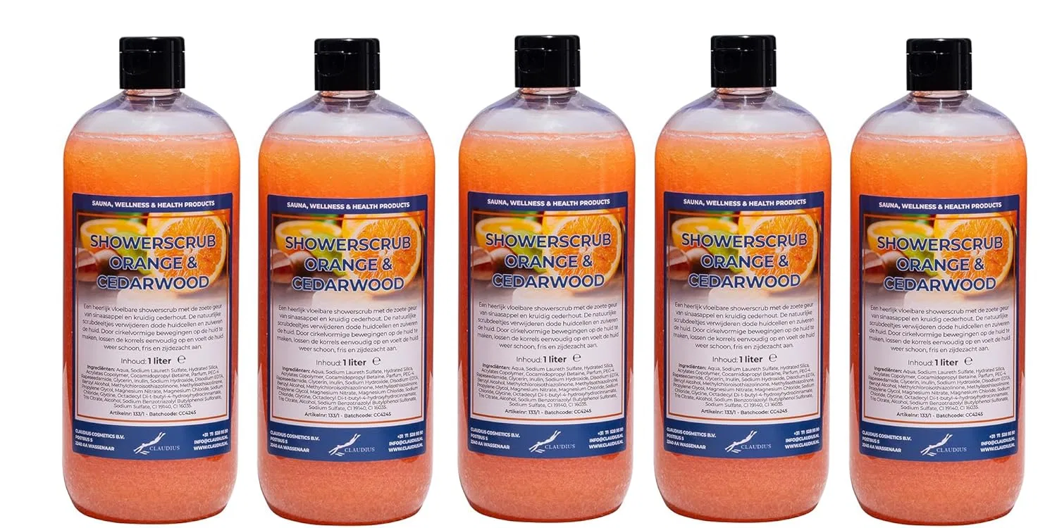 Скраб для душа Orange & Cedarwood, набор 5 x 1 л, Claudius