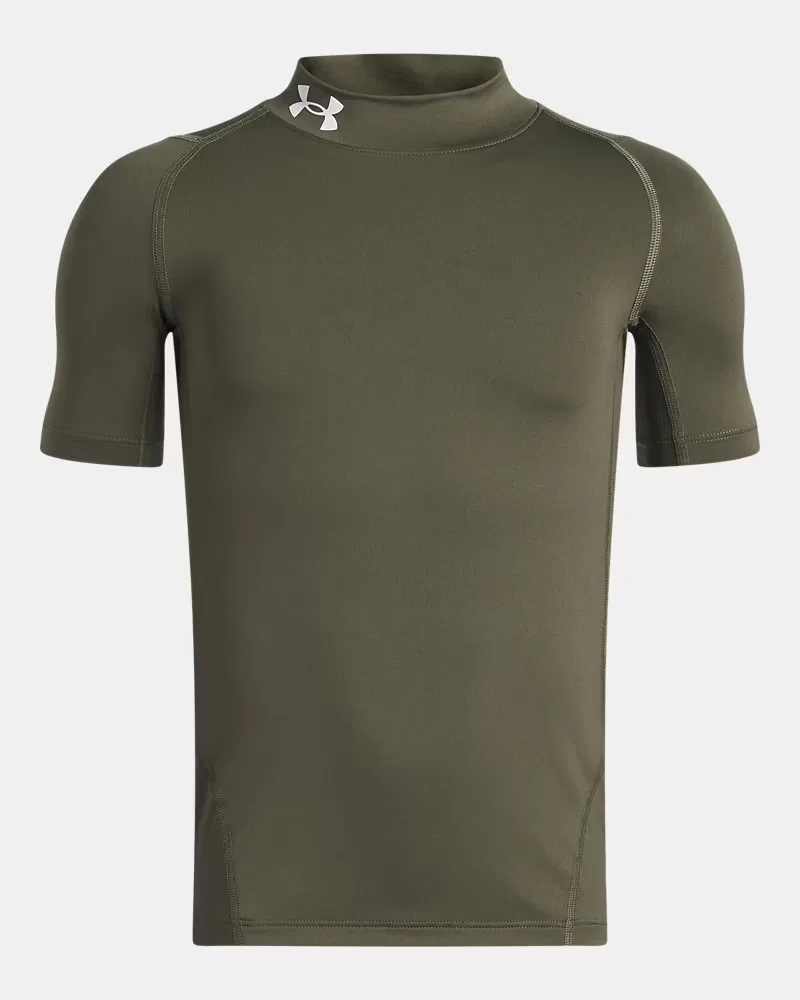 Футболка с коротким рукавом и высоким воротом HeatGear Mock UnderArmour, Marine Od Green/White — фото 4