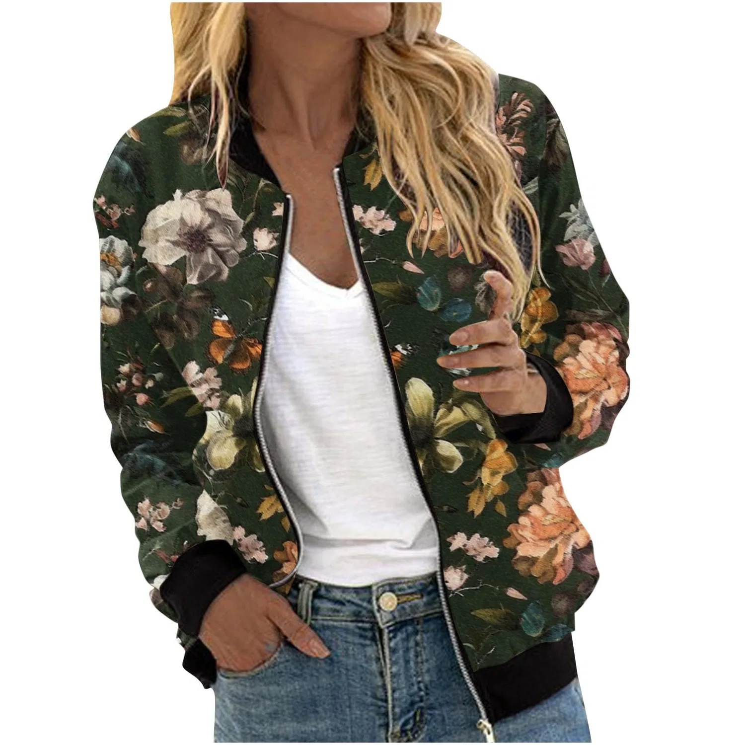 Женское пальто с принтом Black Bomber Jacket, 03 Black
