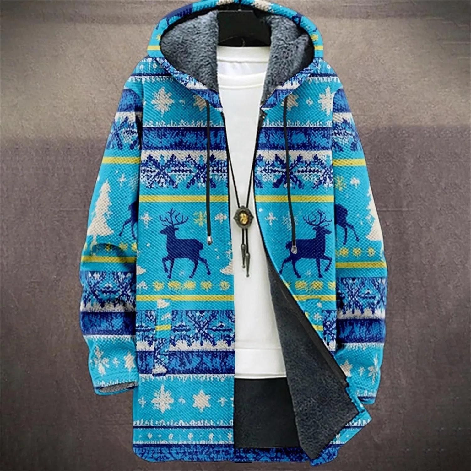 Мужская куртка с капюшоном и принтом 3D Digital Print, Sky Blue-24 — фото 2
