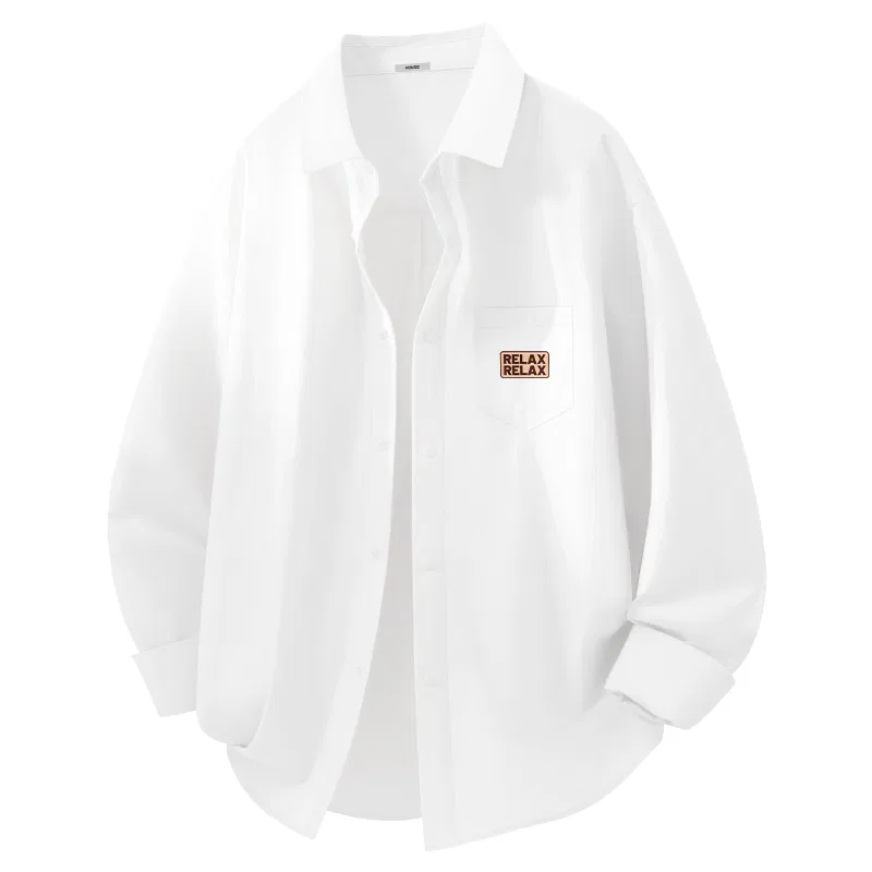 Детская рубашка с отложным воротником Relax Your Chest Logo MINISO, White