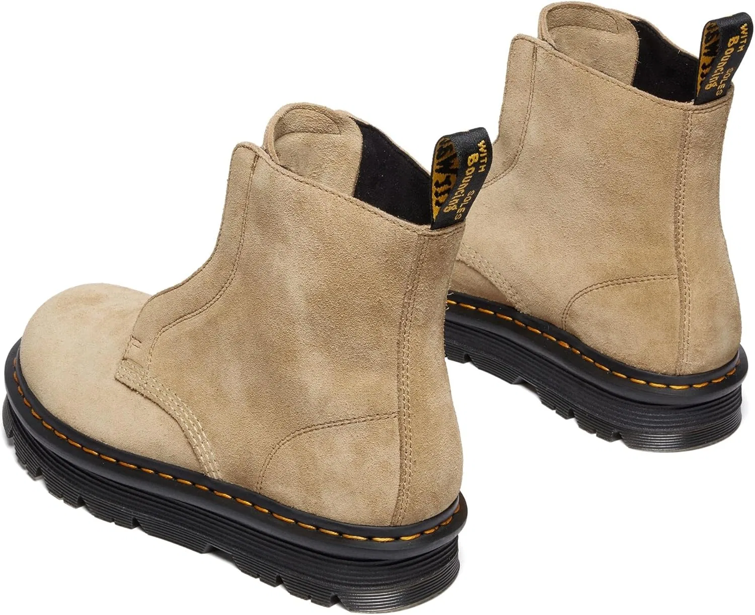 Мужские ботинки Dr. Martens Zebzag без шнурков, цвет Savannah Tan, замша, платформа, Black — фото 4