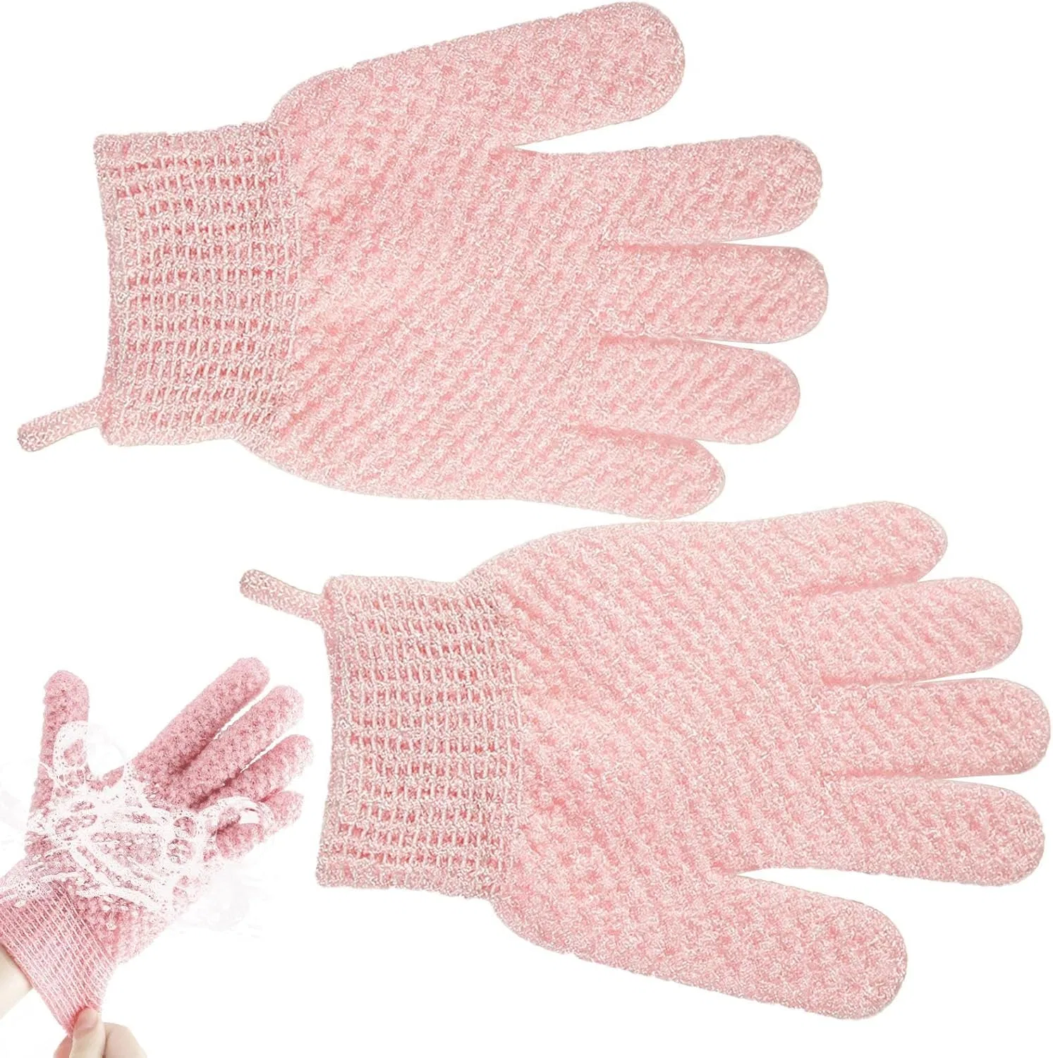 Перчатки для скрабирования тела, Nylon, 19.5 x 12 см, Pink Genérico