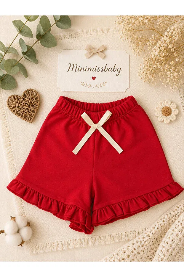 Детские шорты для девочек хлопковые набор 3 шт Minimissbaby, Red — фото 2