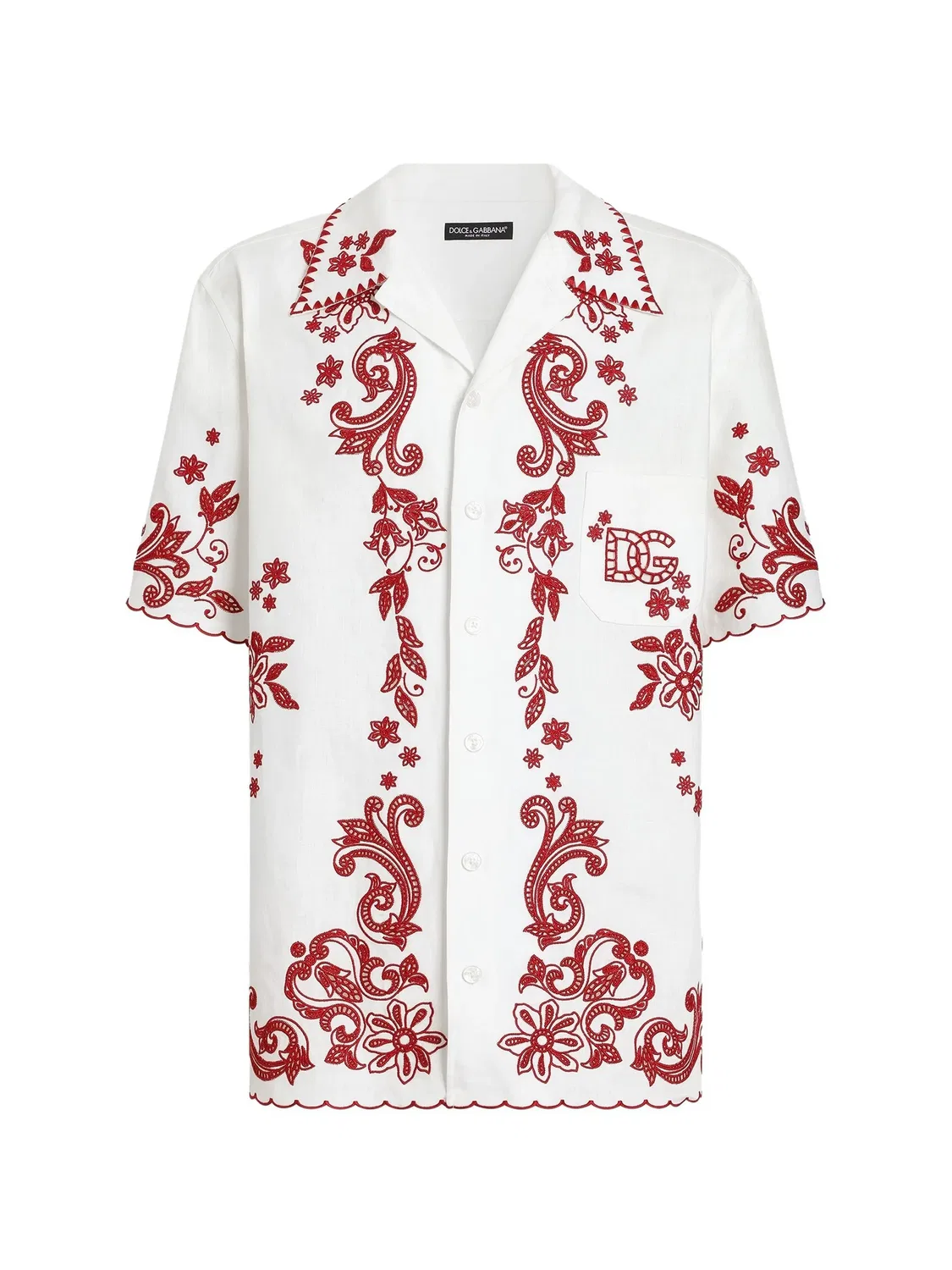 Рубашка Hawaii льняная белая Dolce & Gabbana, белый