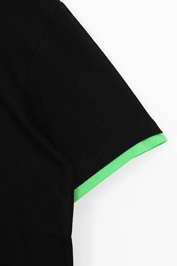 Детская футболка для девочек с принтом Minecraft Creeper 3d Printed Boy's T-Shirt With Piping Detail Dobakids, Black — фото 2