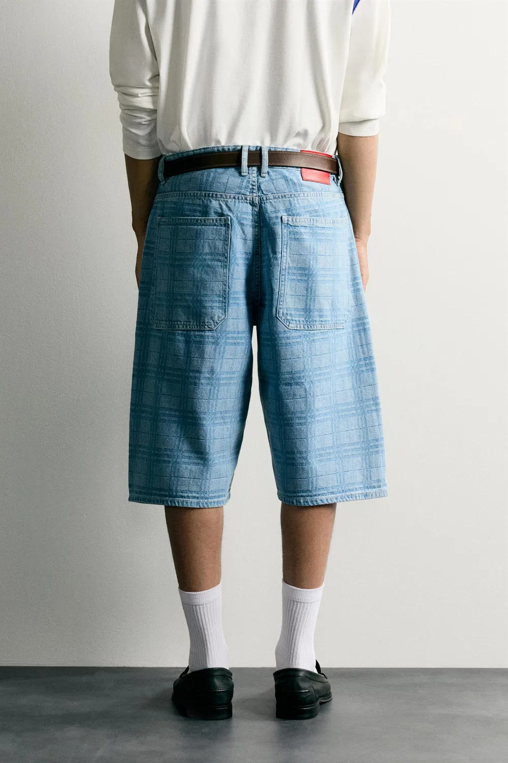 Джинсовые шорты с принтом и эффектом потертости ZARA, Light blue — фото 3
