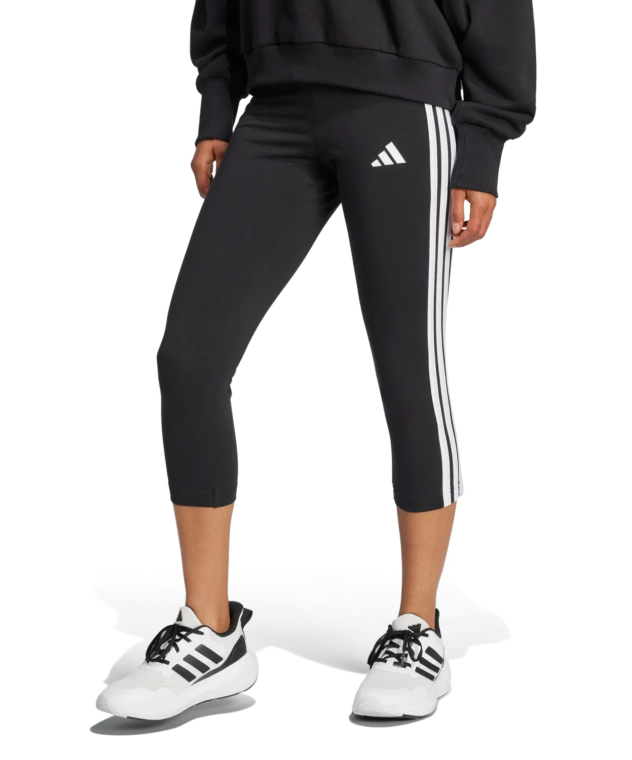 Женские леггинсы с тремя полосками Adidas, черный — фото 2