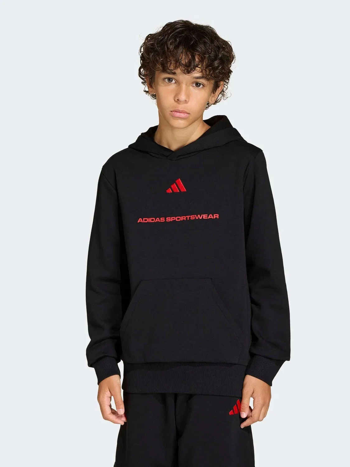 Худи из флиса с логотипом adidas, черный