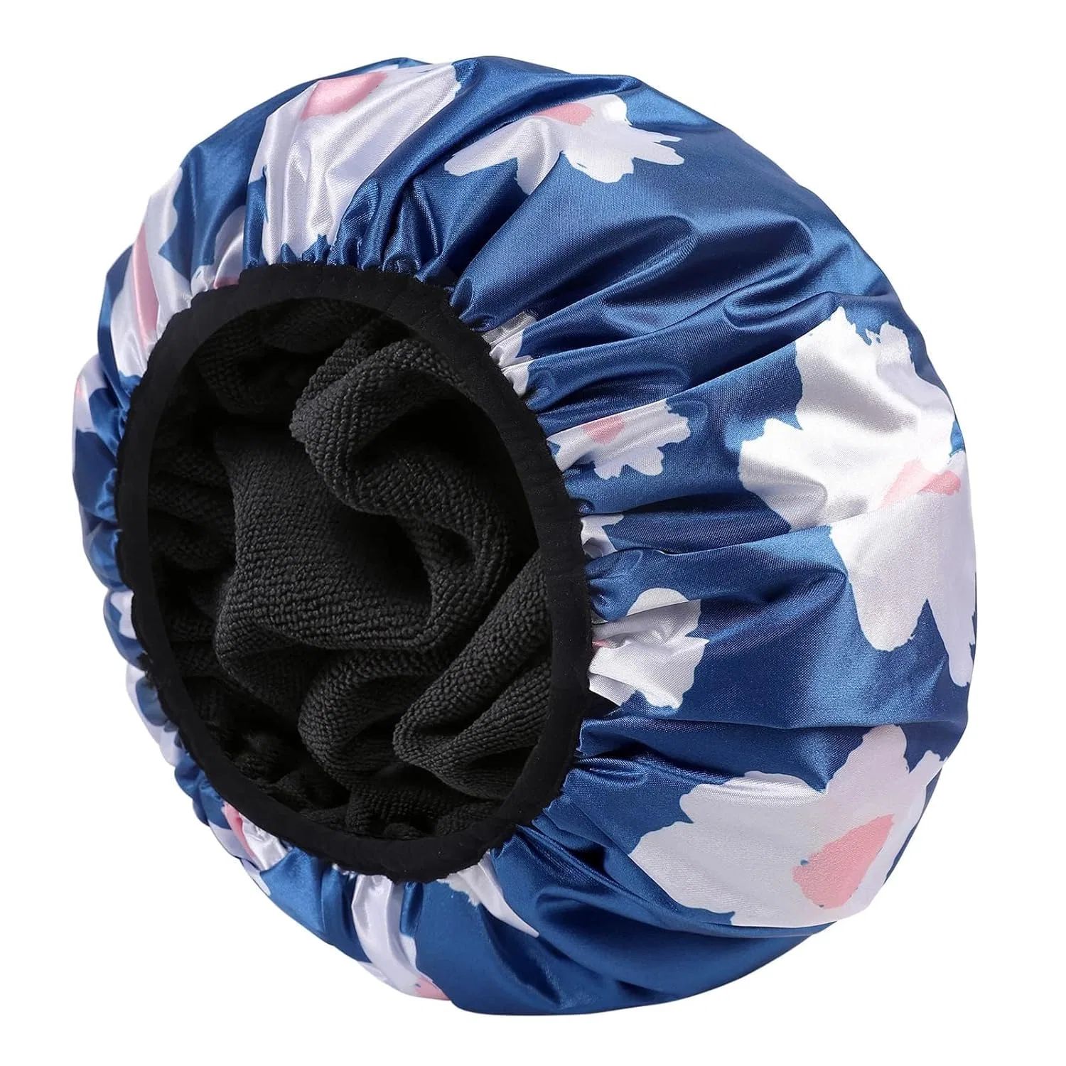Шапочка для душа Три слоя Махровая X-Large YIZIJIZI, 32 см, 85 г, Синий