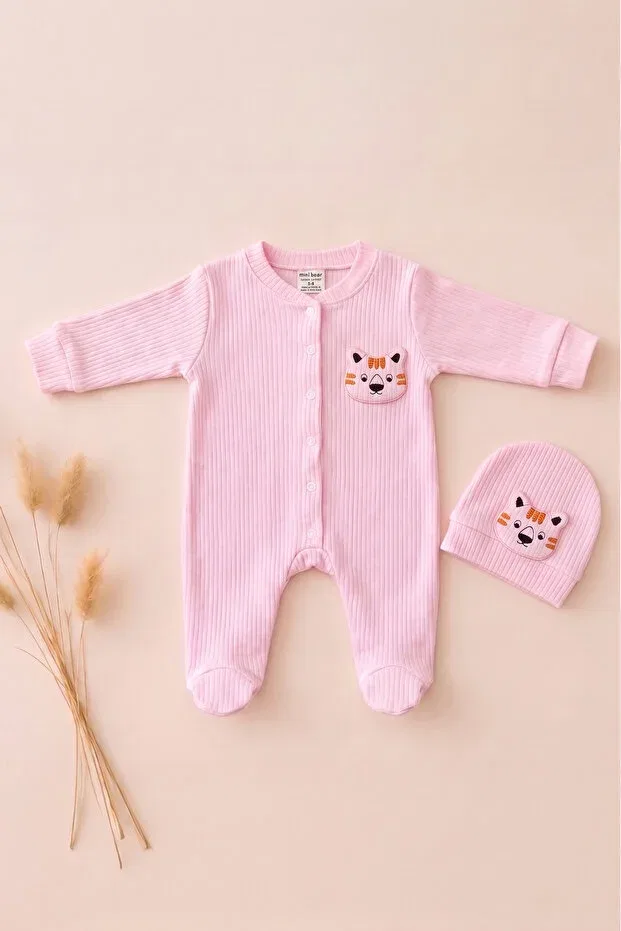 Детское боди-комбинезон для новорожденных хлопковый Pure Plus, Pink Cat — фото 3