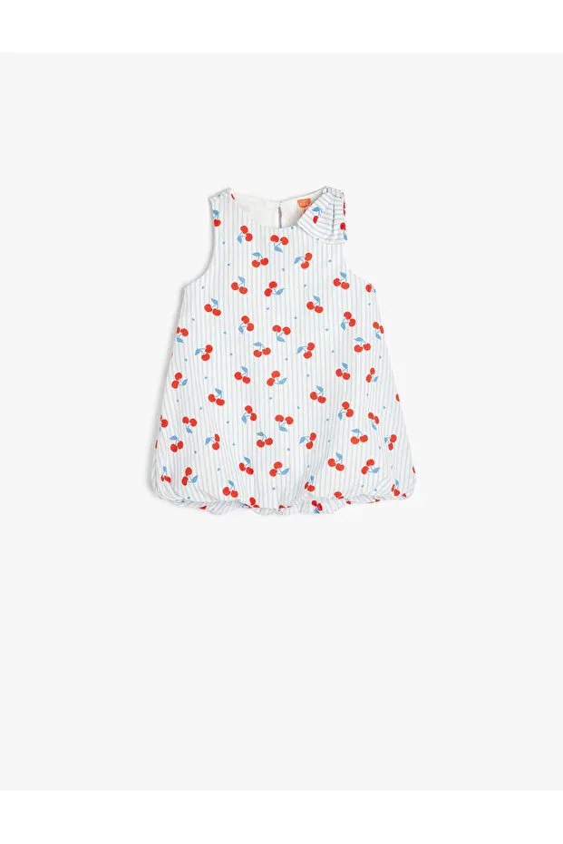 Детское платье для девочек хлопковое Cherry Print Sleeveless Cotton Dress With Bow Detail Koton, Blue Patterned