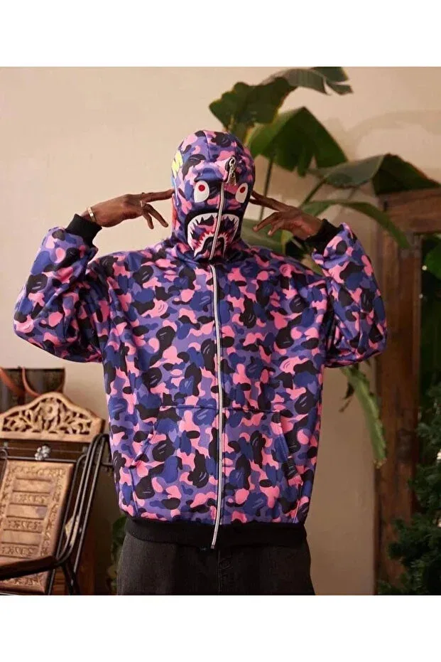 Мужской кардиган на молнии с капюшоном 2 thread bape, Generic Brands, Purple — фото 2