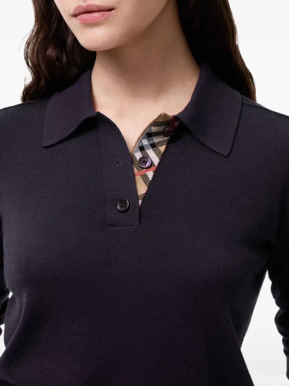 Шерстяная рубашка поло с длинными рукавами BURBERRY, фиолетовый — фото 3