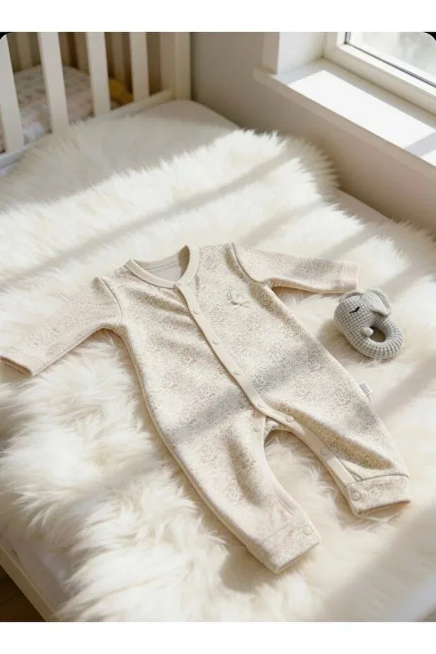 Детский комбинезон с длинным рукавом Snap-Fastener floral motif jumpsuit Nalia Baby Wear, Ecru