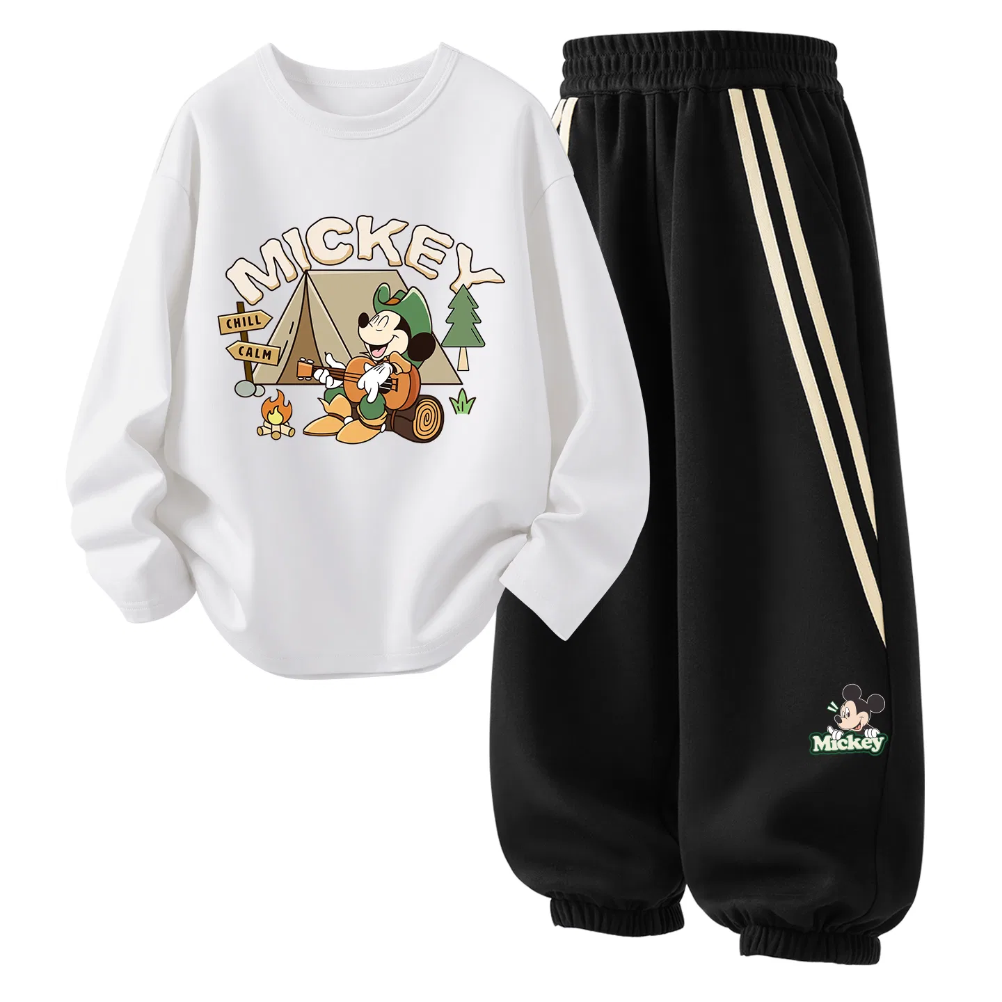 Детский спортивный костюм с длинным рукавом Disney, Di Wilderness Adventure White+Di Smiling Face K_Right Lower Black