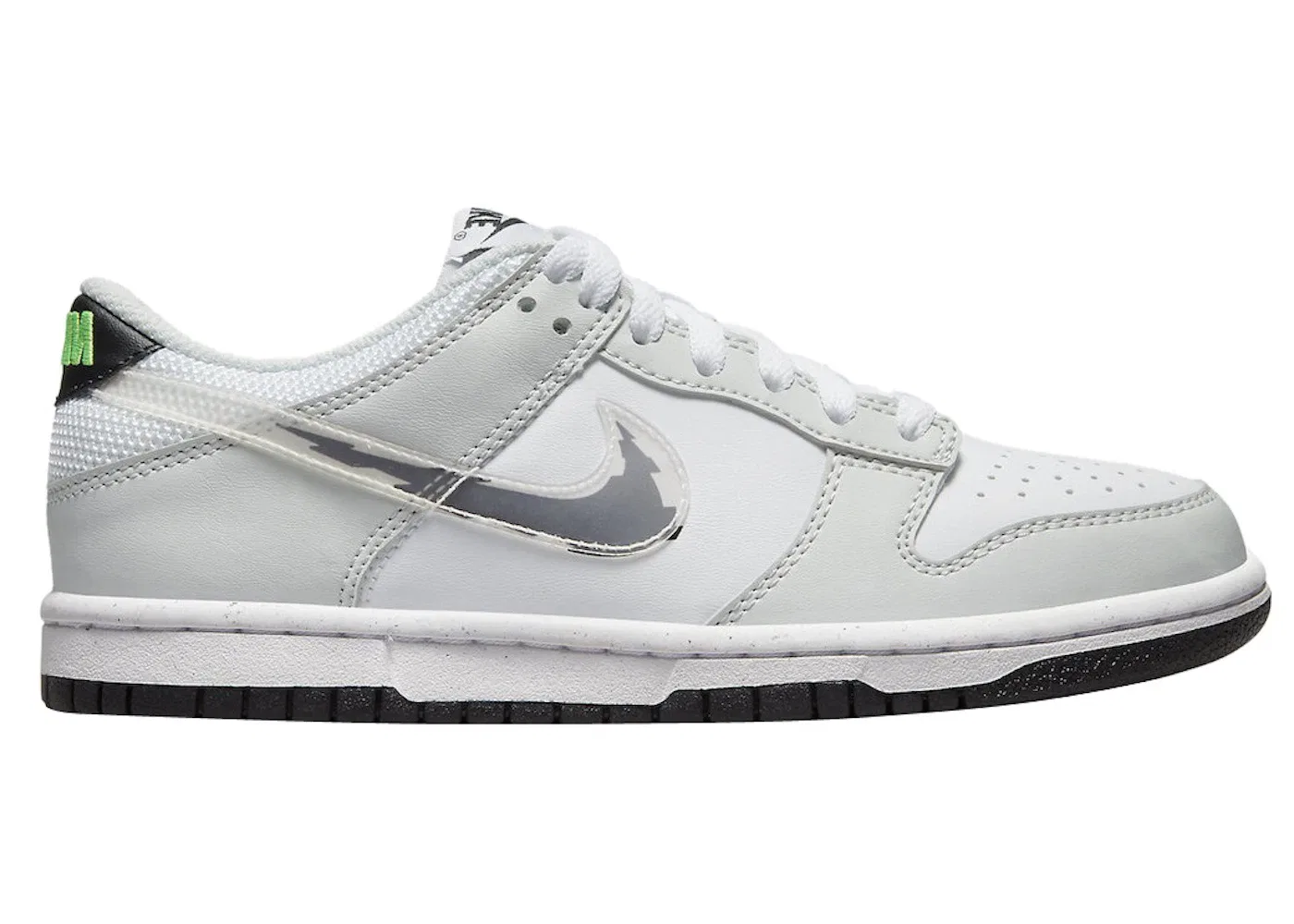 Детские кроссовки Lifestyle Nike Dunk Low Glitch Swoosh, White/Grey/Black