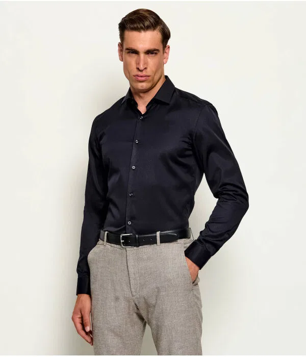 Мужская рубашка slim fit H-Hank-S-K-C1-263 BOSS, черный