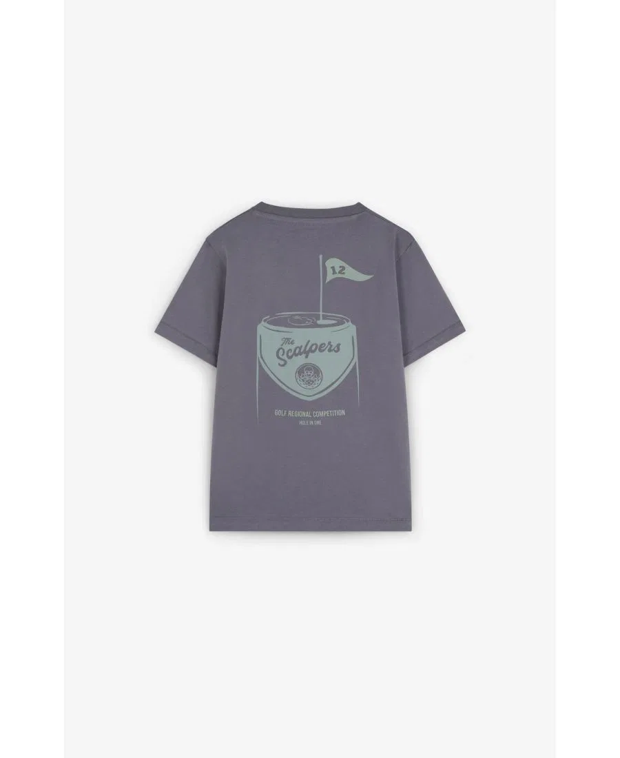 Детская футболка с коротким рукавом Skull and logo print Scalpers, Navy — фото 2