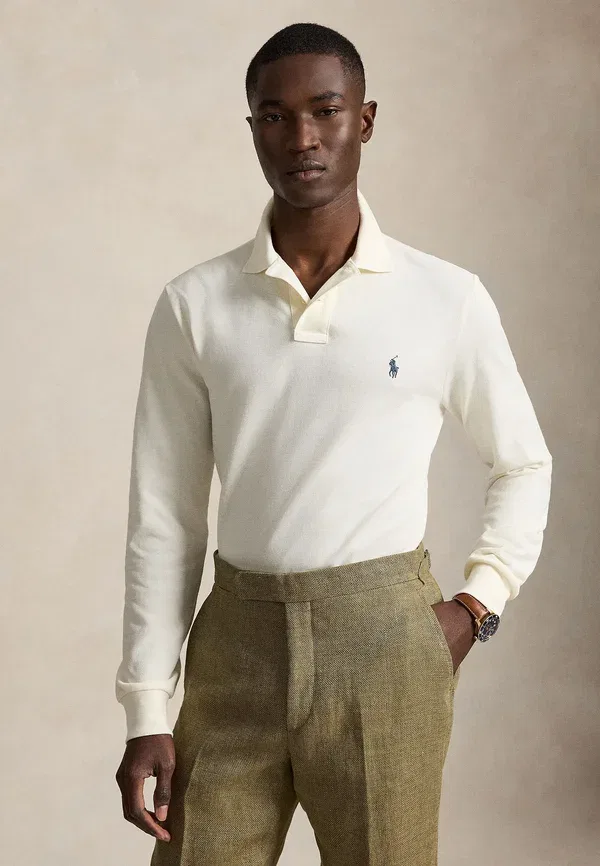 Поло из пике, Slim Fit, Custom slim fit mesh polo shirt, Polo Ralph Lauren, pale cream, кремовый