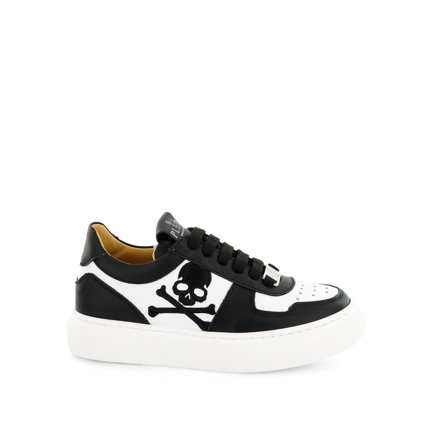 Детские кроссовки Lo-Top из телячьей кожи Philipp Plein, Black/White