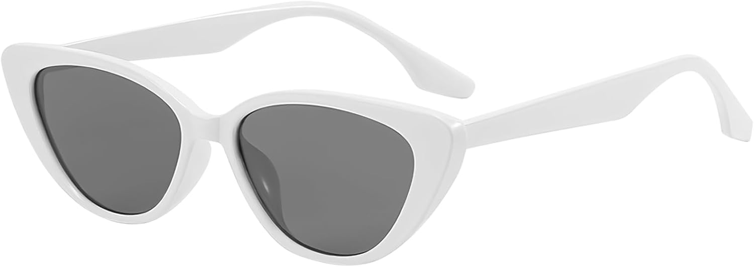 

Солнцезащитные очки PLULON в стиле ретро с узкими линзами «кошачий глаз» для женщин и мужчин, винтажные солнцезащитные очки, забавные ретро-солнцезащитные очки «кошачий глаз», White