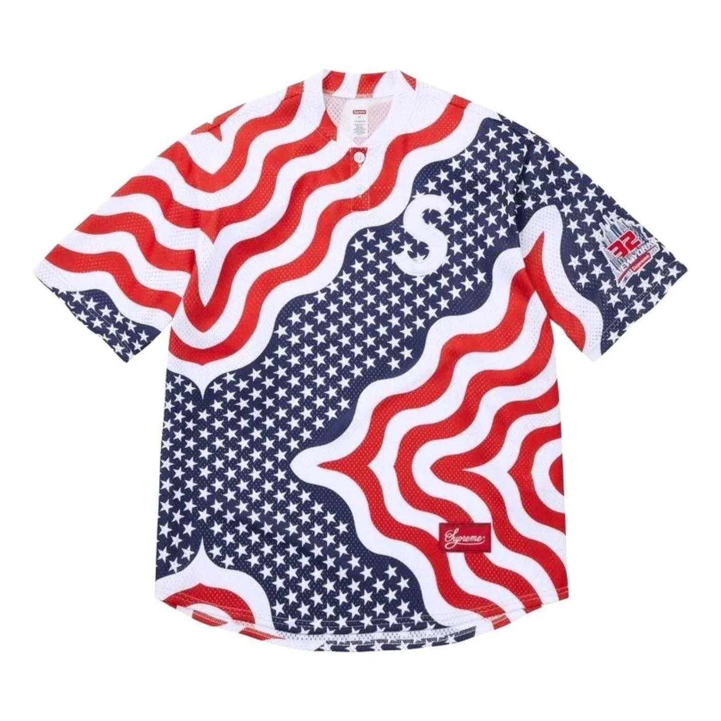 Мужская рубашка-поло с принтом S Logo Baseball Henley Flag Supreme, мультиколор