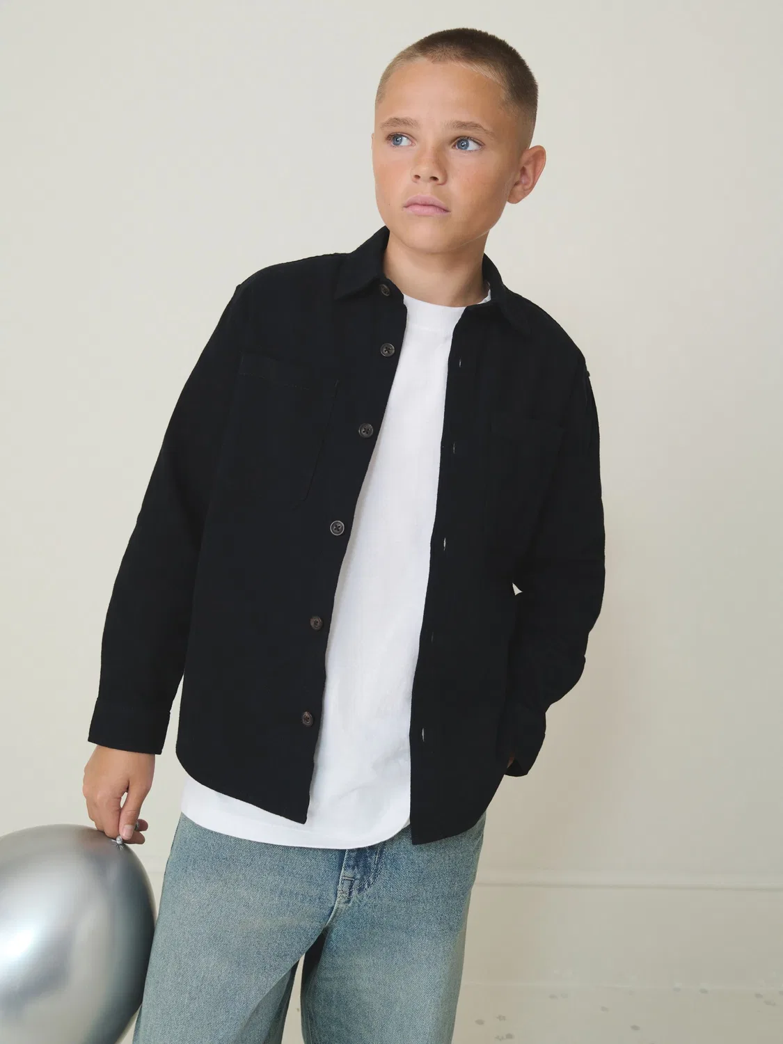 Рубашка оверсайз Black Brushed Overshirt Next, черный