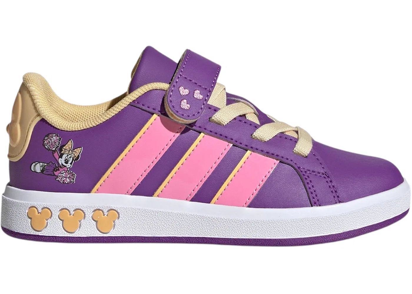 Детские кроссовки Lifestyle с принтом Disney Minnie Mouse Adidas Grand Court, Active Purple/St Tropic Bloom/Cloud White
