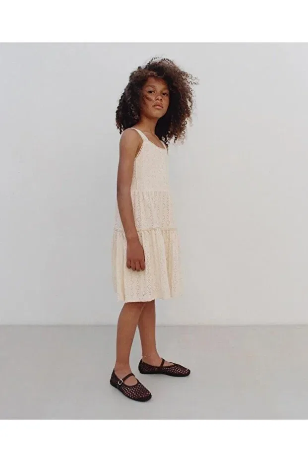 Детское платье для девочек хлопковое Oliveyoumom, Nude Color — фото 3